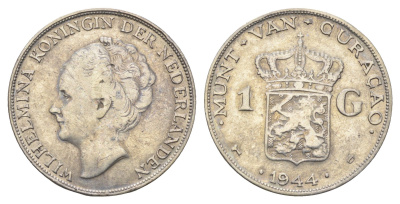 Кюрасао 1 гульден 1944 KM 45 серебро 4127-1414