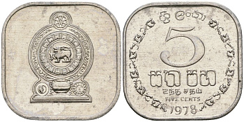 Шри-Ланка 5 центов 1978 KM 139a алюминий 4136-714