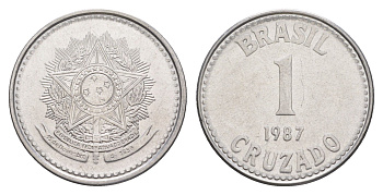 Бразилия 1 крузадо 1987 KM 605 нержавеющая сталь UNC 4642-1244