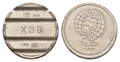 Италия, Милан жетон для автомойки диаметр 24 мм, вес 5,1 гр никель 4670-732