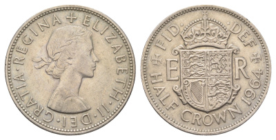 Великобритания 1/2 кроны 1964 Елизавета II (1952-2022) KM 907, Spink 4145 медно-никель 4692-736