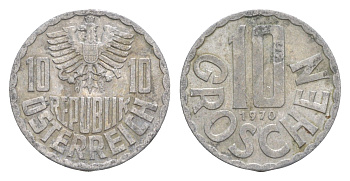 Австрия 10 грошей 1970 KM 2878 алюминий 4576-1262