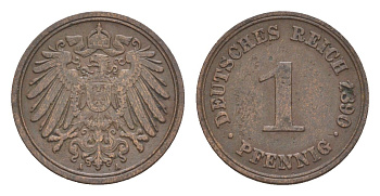 Германия 1 пфенниг 1890 A, Вильгельм II (1888-1918) KM 10, J. 10 медь 4639-1067