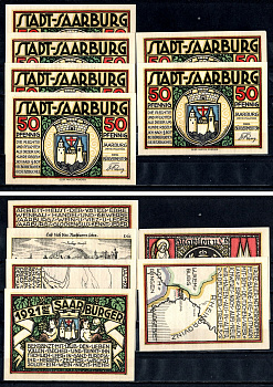 Саарбург (Пруссия, Рейн) полный набор из 6 нотгельдов (50 пфеннигов) 1922 Mehl Grabowski 1156.1 бумага UNC (пресс) 7556-65-3-2