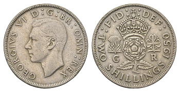 Великобритания 2 шиллинга (флорин) 1950 Георг VI (1936-1952) KM 878, Spink 4107 медно-никель 4663-256
