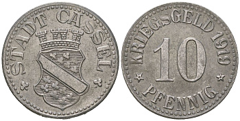 Кассель 10 пфеннигов 1919 Funck 78.5, Men05 4315.1, Men18 5479.1 железо 105-741