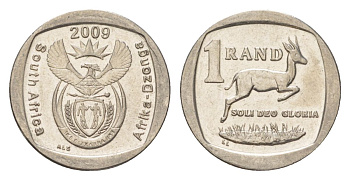 ЮАР 1 ранд 2009 KM 468 медь плакированная никелем 4627-533