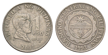 Филиппины 1 писо (песо) 2001 KM 269 медно-никель 4703-536