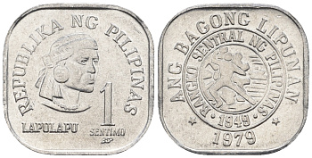 Филиппины 1 сентимо 1979 вождь острова Мактан Лапу-Лапу KM 205 алюминий  UNC  220-1063