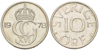 Швеция 10 эре 1978 U Карл XVI Густав (1973- ) KM 850 медно-никель 3955-336
