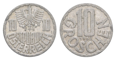 Австрия 10 грошей 1952 KM 2878 алюминий 4576-843