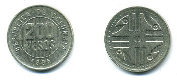 КОЛУМБИЯ 200 ПЕСО 1995 KM 287 медь цинк никель 59-1141