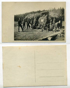 ШВЕЙЦАРИЯ ОТКРЫТКА ND I-АЯ МИРОВАЯ ВОЙНА, СОЛДАТЫ ОБУСТРАИВАЮТ ЛАГЕРЬ бумага 153-21-22