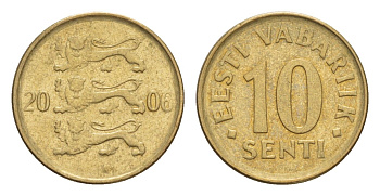 Эстония 10 сентов 2006 KM 22 латунь 4649-212