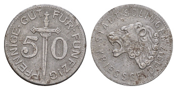 Золинген 50 пфеннигов 1917 Funck 508.2, Men05 23636.2, Men18 29571.2 железо 4657-1115