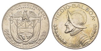 Панама 1/2 бальбоа (50 сентесимо) 1993 редкий год KM 12b медь плакированная медно-никелем 4645-126