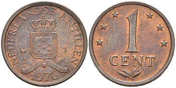 Нидерландские Антилы 1 цент 1976 Юлиана (1948-1980) KM 8 бронза 4588-364
