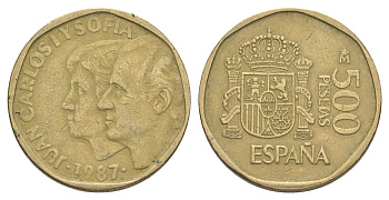 Испания 500 песет 1987 M, Хуан Карлос I (1975-2014) KM 831 алюминиевая бронза 4604-1234