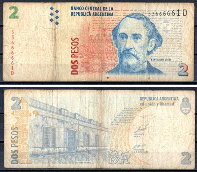 Аргентина 2 песо 2002 Pick 352 (1) бумага 6300-11-1-2