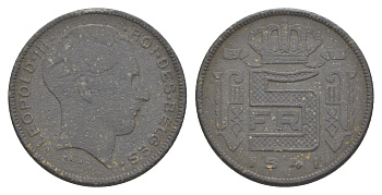 Бельгия 5 франков 1941 Belges, Леопольд III (1934-1951) KM 129 цинк 4538-1255