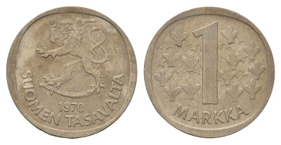 Финляндия 1 марка 1970 KM 49a медно-никель 3459-834