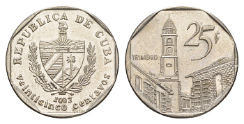 Куба 25 сентаво 2002 площадь в Тринидаде KM 577.2 сталь плакированная никелем 4646-424