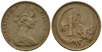 Австралия 1 цент 1970 Елизавета II (1953-) KM 62 бронза 4136-931