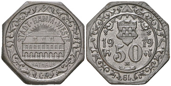 Хамм (Пруссия, Вестфалия) 50 пфеннигов 1919 Funck 191.14, Men05 10723.20, Men18 13447.20 железо aUNC 4597-1133