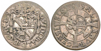 ЗАЛЬЦБУРГ, АВСТРИЯ 1 КРЕЙЦЕР 1657 KM 159 серебро 4549-648