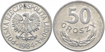 ПОЛЬША 50 ГРОШЕЙ 1984 MW KM 48.1 алюминий 4448-237