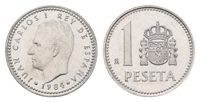 Испания 1 песета 1984 Хуан Карлос I (1975-2014) KM 821 алюминий UNC 4627-443