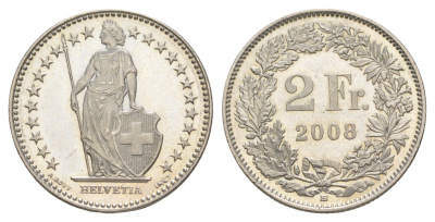 Швейцария 2 франка 2008 KM 21a медно-никель UNC 4556-816