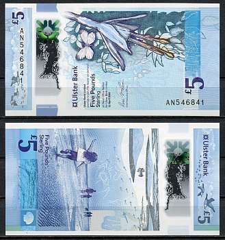 Северная Ирландия 5 фунтов 2018 12 апреля 2018, Ulster Bank limited, цветок, пляж Pick new пластик UNC (пресс) 00-00