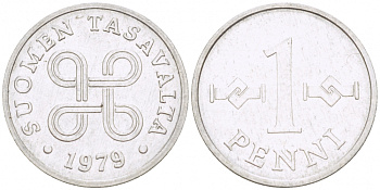 Финляндия 1 пенни 1979 KM 44а алюминий UNC 3718-117