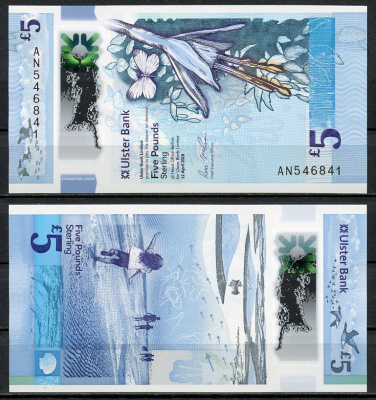 Северная Ирландия 5 фунтов 2018 12 апреля 2018, Ulster Bank limited, цветок, пляж Pick new пластик UNC (пресс) 00-00