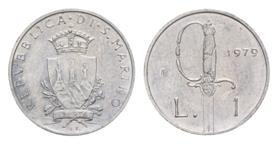 Сан-Марино 1 лира 1979 Институциональные органы государства KM 89 алюминий UNC 4647-223