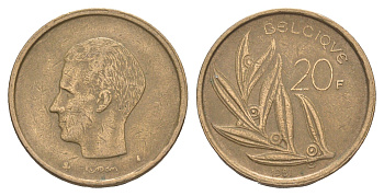 Бельгия 20 франков 1981 Belgique, Бодуэн I (1951-1993) KM 159 никель латунь 4538-1155