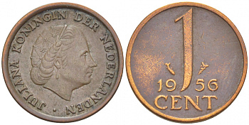 НИДЕРЛАНДЫ 1 ЦЕНТ 1956 KM 180 бронза 3457-1269