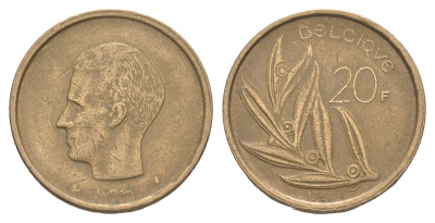 Бельгия 20 франков 1981 Belgique, Бодуэн I (1951-1993) KM 159 никель латунь 4538-1155
