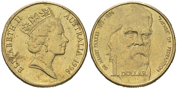 Австралия 1 доллар 1996 100 лет со дня смерти сэра Генри Паркса KM 310 алюминиевая бронза aUNC 4620-721