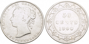 Ньюфаундленд 50 центов 1900 Виктория (1837-1901) KM 6 серебро 650-1211