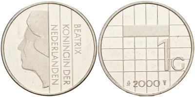 Нидерланды 1 гульден 2000 Беатрикс (1980-2013) KM 205 никель 4143-1221