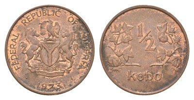 Нигерия 1/2 кобо 1973 KM 7 бронза 4702-763