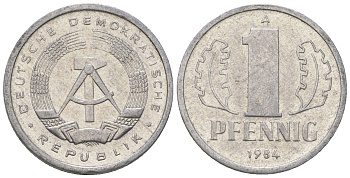 ГДР 1 пфенниг 1984 А KM 8.2 алюминий 4651-116