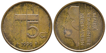 НИДЕРЛАНДЫ 5 ЦЕНТОВ 1999 БЕАТРИКС KM 202 бронза 3999-414