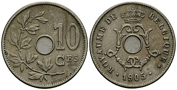 Бельгия 10 сантимов 1905 Belgique KM 52 медно-никель 4172-834