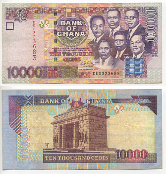 Гана 10000 седи 2002 шесть лидеров Ганы, арка Независимости, Аккра Pick 35a бумага 6278-29-3