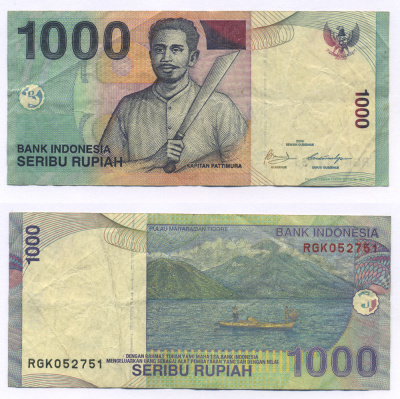 ИНДОНЕЗИЯ 1000 РУПИЙ 2000/2009 КАПИТАН ПАТТИМУРА Pick 141 бумага 6299-40-3