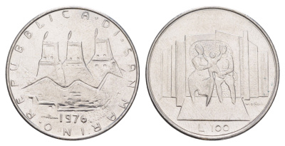 Сан-Марино 100 лир 1976 Республика KM 57 нержавеющая сталь UNC 4648-241