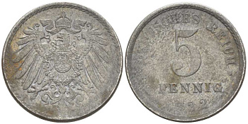 ГЕРМАНИЯ 5 ПФЕННИГОВ 1922 KM 19, J. 297, Weege 5 железо 206-732